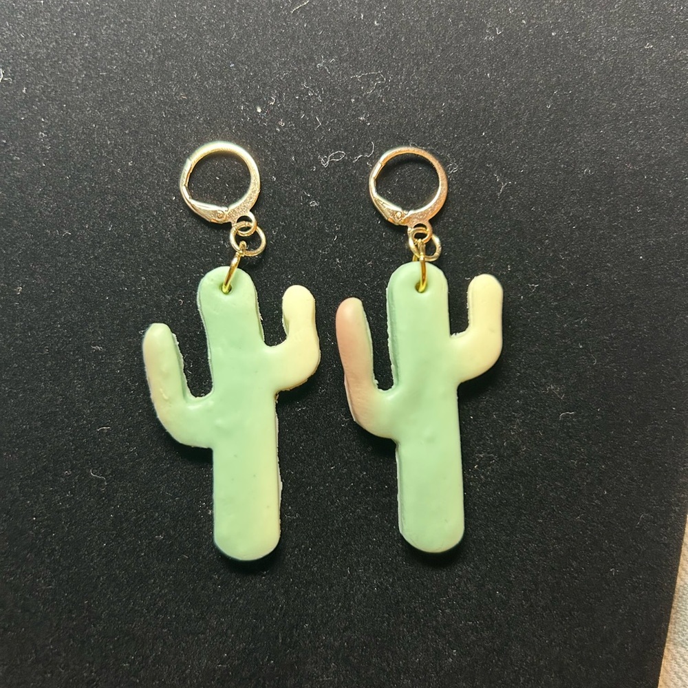 Mint Green Cactus Earrings